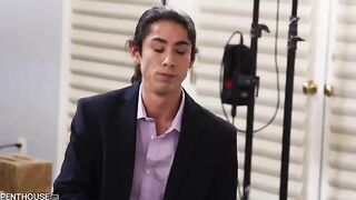 The photographer quickly got his tongue in the oil of the sexy model