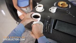 Skinny foot fetish nanny Candee Licious rides big dick in POV