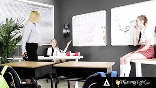 The teacher can't tolerate the naughty behavior of her student