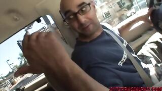 A hot babe got into the backseat for a steamy blowjob session