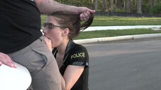 A female police officer takes control of the situation