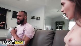 Petite teen Sera Ryder gets her tight pussy railed by a big black cock in a steamy scene