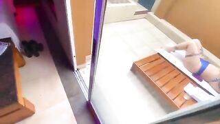 A sexy red head girl has sex in public while wearing a bikini