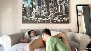 My stepsister and I woke up home alone, so we decided to fuck in the living room