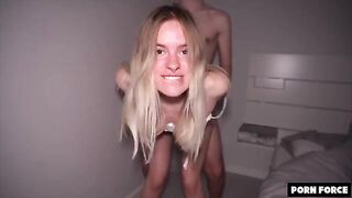 Big booty blonde gets manhandled in the college dorm