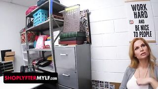 A bratty milf with huge tits gets caught by a security officer for theft