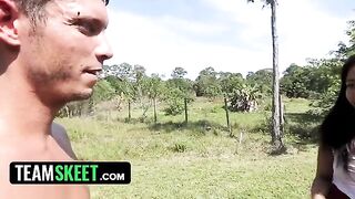 A worker saw the gorgeous ebony babe Adrian Maya with her big ass outside and took advantage of the situation