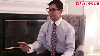 Gina Valentina seduces a lawyer to fuck her and her girlfriends in a steamy foursome