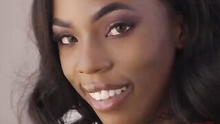 Petite ebony babe Sarah Banks gets her ass stretched hard in intense anal action