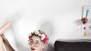 An Argentinean girl masturbates with a toy and calls it a cock, kinda funny