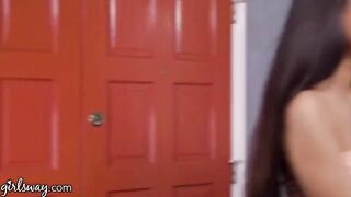 Eliza Ibarra and her boyfriend get caught by the stepmom in a compromising position