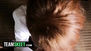 Innocent ginger housekeeper Abbey Rain gets dropped to her knees
