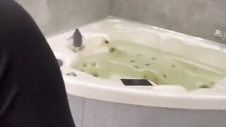The guy is having fun with a girl with his dick in her mouth