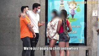 Two young and sexy Mexican girls having fun with two guys