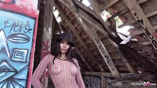 Outdoor casting with Jessy Jey for a big cock and raw anal sex