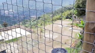 A sexy girl was fucked by a stranger farmer outdoors
