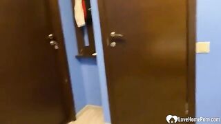 The guy is fucking his extra hot teenage girlfriend hard