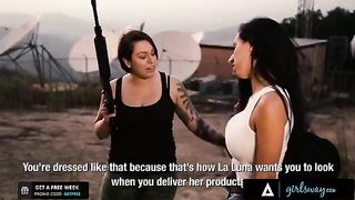 The boss of a cartel is giving a lesson to her two new employees