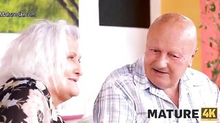 A mature woman seduces a guy and has sex right in front of her husband