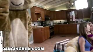 Bunch of bitches get fucked by a crowd of guys in an intense orgy scene