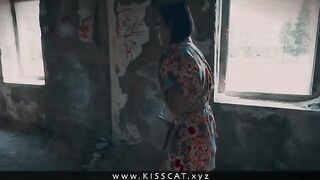 A petite girl is fucking with a stranger in an abandoned house