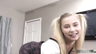 This petite blonde will do anything to please her stepdaddy in a taboo encounter