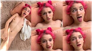 A cute teen plays with her pussy in a sensual and passionate act