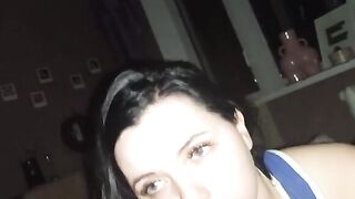 Hot brunette chick gave me a deepthroat blowjob in the hotel room