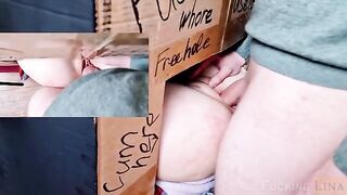 A girl fucked three times in the Glory Hole
