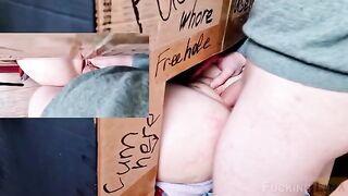 A girl fucked three times in the Glory Hole