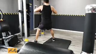Fitness girl has sex with colleague in the gym restroom