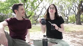 A couple got caught having sex in the park and the girl gave a blowjob