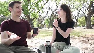 A couple got caught having sex in the park and the girl gave a blowjob