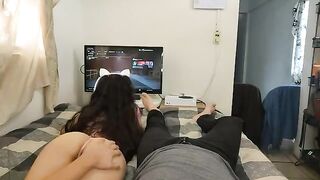 A cute gamer girl with big tits gets fucked hard and good