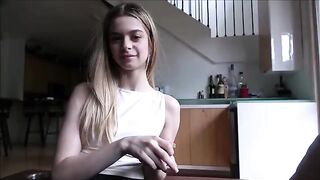 The stepdad helped the tiny stepdaughter to practice intimacy