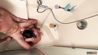 A tight ass is transformed after a huge dick shower and anal sex