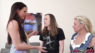 Hot stepmoms Sofie Marie and Payton Hall in steamy group scene