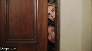 Scarlit and Kenzie are submissive to a mysterious host in this intense scene