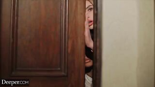 Scarlit and Kenzie are submissive to a mysterious host in this intense scene