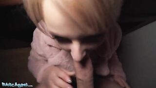 Short hair blonde teen gets fucked at the bus stop