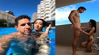 The slutty brunette from Argentina was caught at the swimming pool and fucked hard