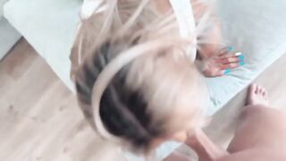 Best blowjob and creampie with a gorgeous blue-eyed girl