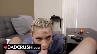 A blonde step daughter, Khloe Kapri, gets her step daddy's cock in a POV style video