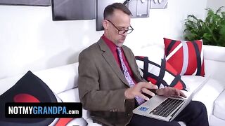 Redhead cutie Madi Collins gets fucked by old perv in a taboo roleplay
