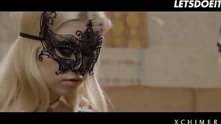 Blonde woman fucked by two cocks in a passionate affair, featuring Misha Cross