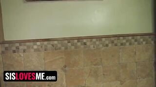 Pervert guy caught step sis Natalie Porkman rubbing her pussy with a pillow