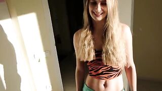 The girl caught her stepbrother jerking off and out of pity, she gave herself to him