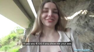 A cute long-haired Ukrainian girl agreed to have sex with a stranger outdoors
