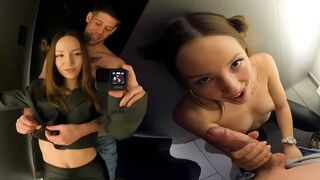Dangerous sex in the dressing room, just like a thrilling movie scene!