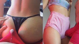 Real couple has ass sex in panties during a sensual lap dance